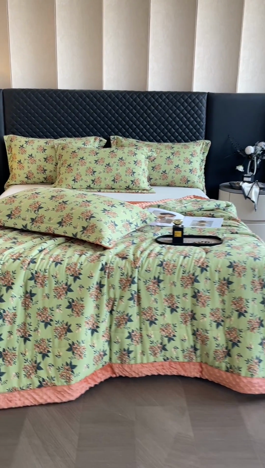 91家纺网 家纺一手货源 找家纺 宝士康家纺 2025新款10A抗菌双层纱豆豆绒夏被 花漫