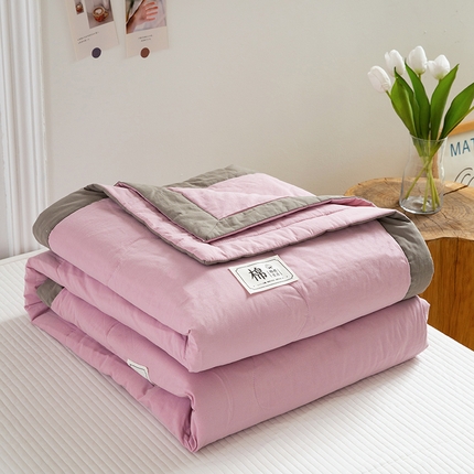 91家纺网 家纺一手货源 找家纺 天瑜 2024全棉夏被棉花芯纯色水洗棉夏凉被可水洗空调被 优雅紫