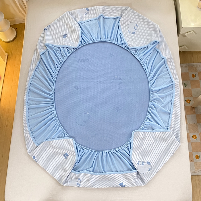 91家纺网 家纺一手货源 找家纺 （总）春寻家纺 2025新款直播爆款卡皮巴拉系列凉豆豆冰丝凉席三件套床单款床笠款可水洗机洗夏季凉感冰豆豆空调席软席子