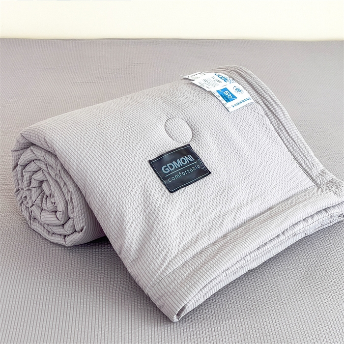 91家纺网 家纺一手货源 找家纺 宝士康家纺 2025新款10A抗菌泡泡棉大豆夏被 被子被芯 浅灰