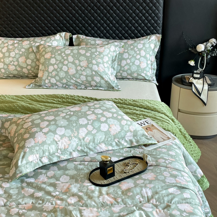 91家纺网 家纺一手货源 找家纺 宝士康家纺 2025新款10A抗菌双层纱豆豆绒夏被 绿野庄园