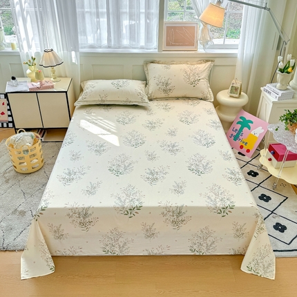 红粉佳人家纺 2025新款12868纯棉系列全棉单床单 仙草