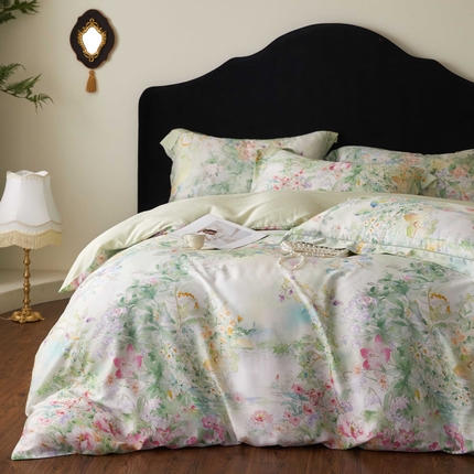 91家纺网 家纺一手货源 找家纺 （总）金奇达家纺 2025新款竹玉清丝四件套-雅韵【标准号全网控价（折后券后）不低于元228元】