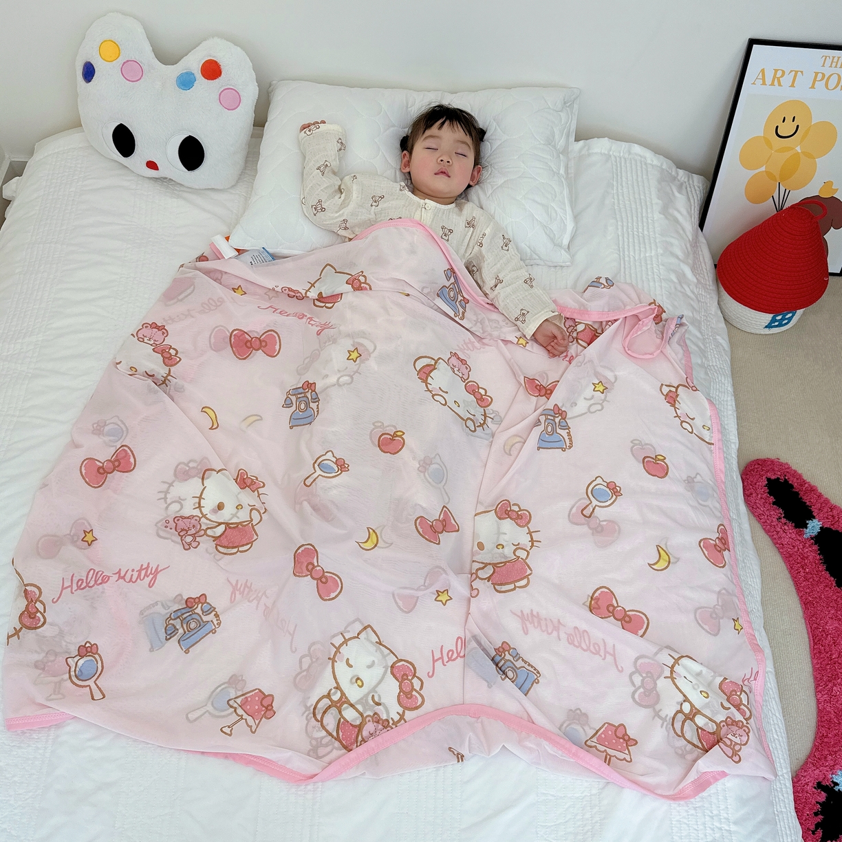 91家纺网 家纺一手货源 找家纺 兜米家居 2025新款三丽鸥夏季新品凉感毯盖毯 凯蒂猫