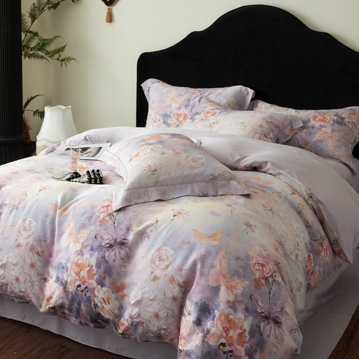 91家纺网 家纺一手货源 找家纺 金奇达家纺 2025新款竹玉清丝四件套-雅韵【标准号全网控价（折后券后）不低于元228元】 怦然心动-紫