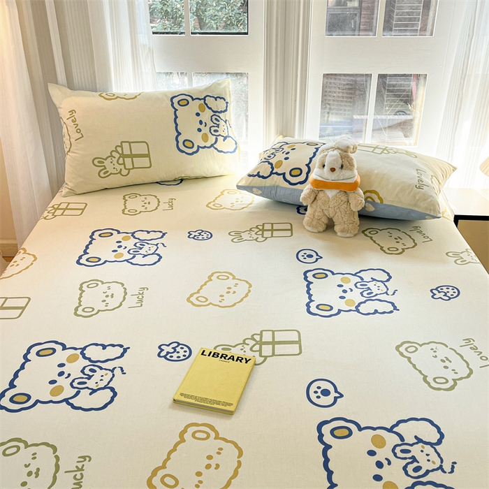 91家纺网 家纺一手货源 找家纺 宝士康家纺 2025新款10A抗菌全棉印花床笠 奶油布丁