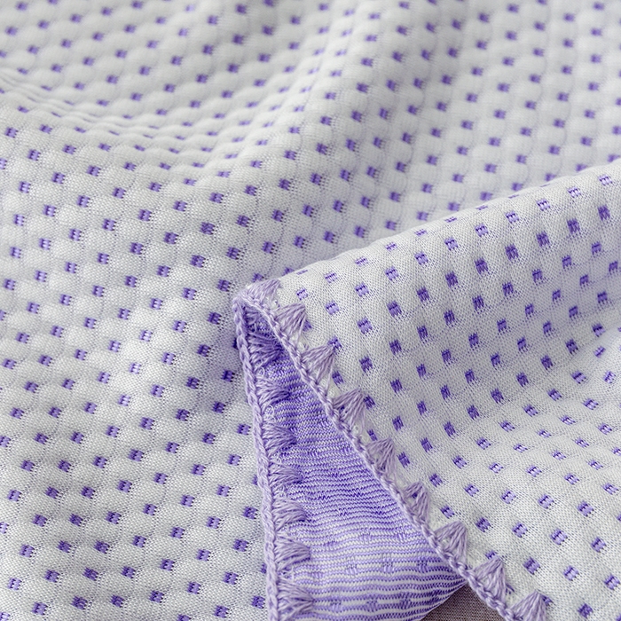 91家纺网 家纺一手货源 找家纺 梦尚舒 2025新款直播热款凉感针织提花盖毯子夏被贝壳边空调被 卡皮巴拉-紫