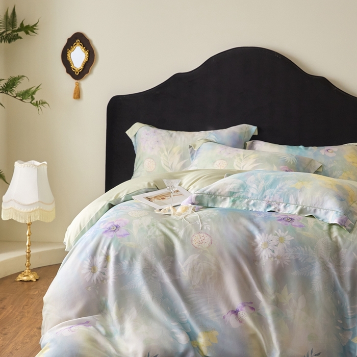 91家纺网 家纺一手货源 找家纺 金奇达家纺 2025新款竹玉清丝四件套-雅韵【标准号全网控价（折后券后）不低于元228元】 空谷-柳绿