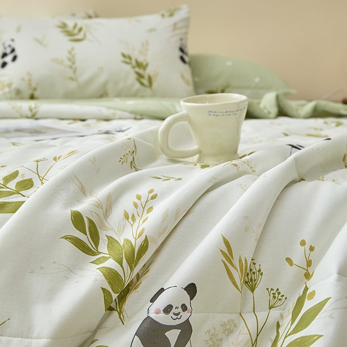 91家纺网 家纺一手货源 找家纺 宝士康家纺 2025新款10A抗菌全棉夏被 被子被芯 欢乐熊猫