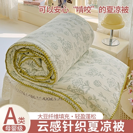 昊川 2025新款云感针织双层纱彩色贝壳边夏被夏凉被空调被 海像森林