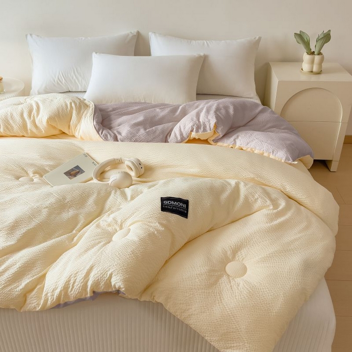 91家纺网 家纺一手货源 找家纺 宝士康家纺 2025新款加厚泡泡棉大豆冬被子被芯 月双凝灰