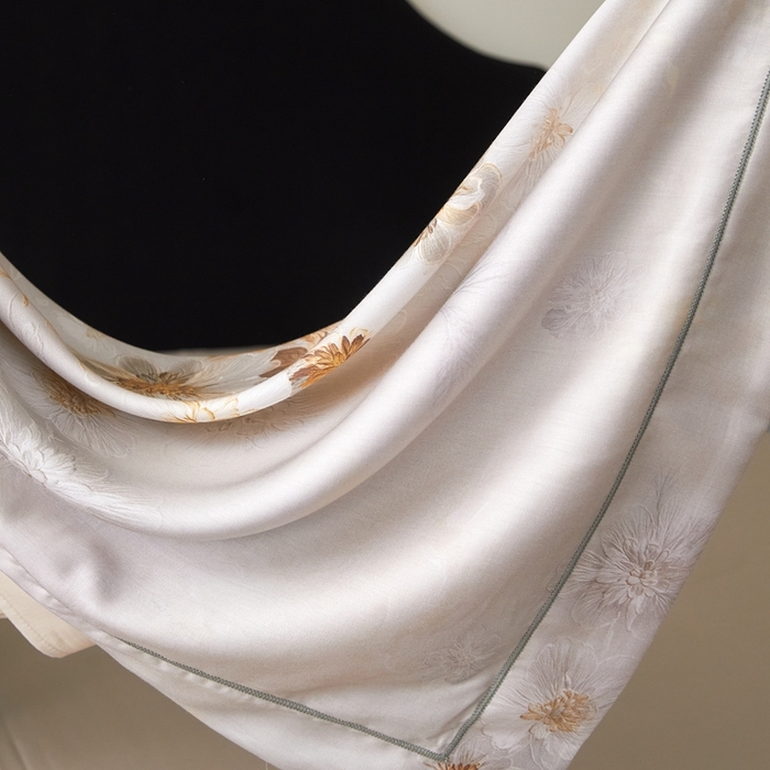 91家纺网 家纺一手货源 找家纺 金奇达家纺 2025新款竹玉清丝四件套-雅韵【标准号全网控价（折后券后）不低于元228元】 浅调暖情-杏色