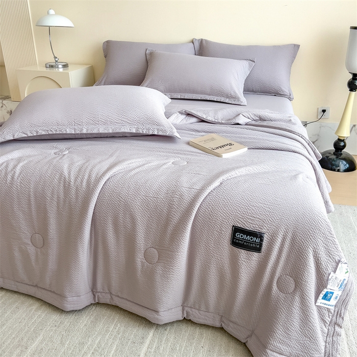 91家纺网 家纺一手货源 找家纺 宝士康家纺 2025新款10A抗菌泡泡棉大豆夏被 被子被芯 浅灰