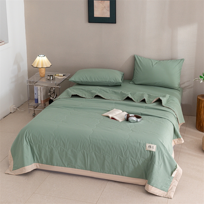 91家纺网 家纺一手货源 找家纺  天瑜 2024全棉夏被棉花芯纯色水洗棉夏凉被可水洗空调被 薄荷绿