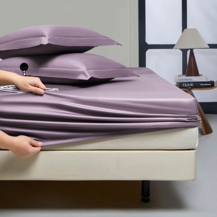 91家纺网 家纺一手货源 找家纺 秀色家纺 2024新品 A类100支双股长绒棉单品床笠 梦易-香芋紫