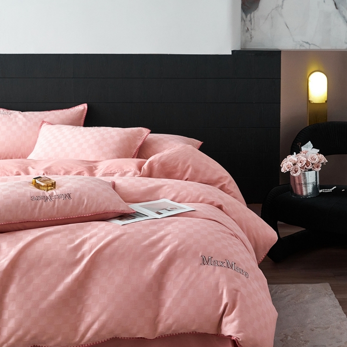 91家纺网 家纺一手货源 找家纺 苹果星家纺 2025新款全棉华夫格四件套 豆沙