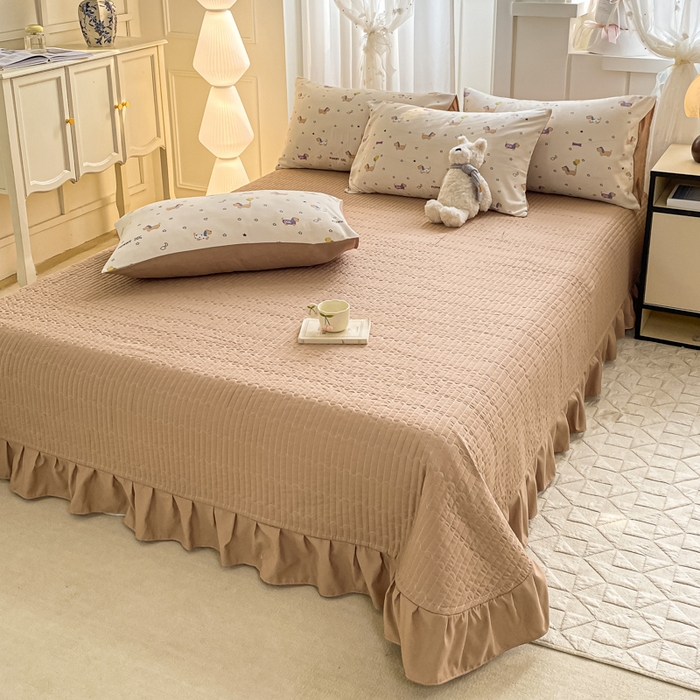 91家纺网 家纺一手货源 找家纺 2025新款针织双层纱夏被床盖四件套单夏被单床盖单品 狗狗家族