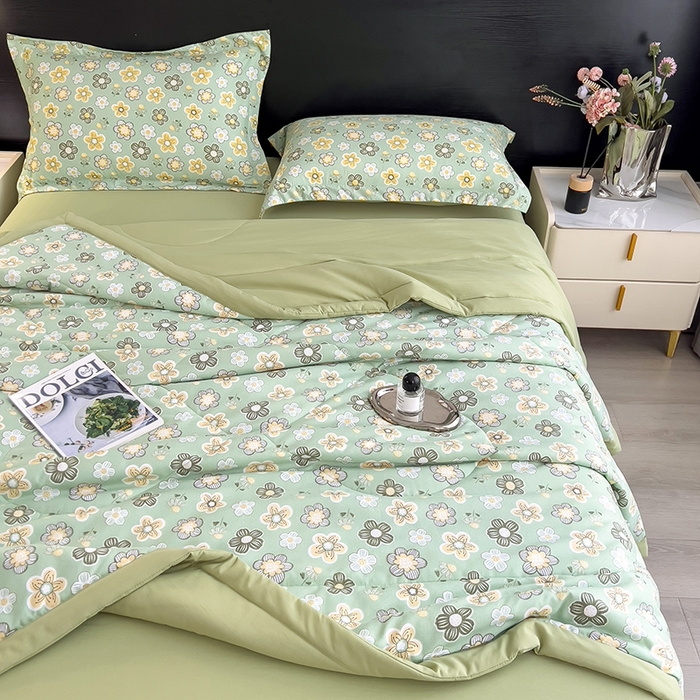 91家纺网 家纺一手货源 找家纺 宝士康家纺 2025新款10A抗菌双层纱印花夏被 花开半夏