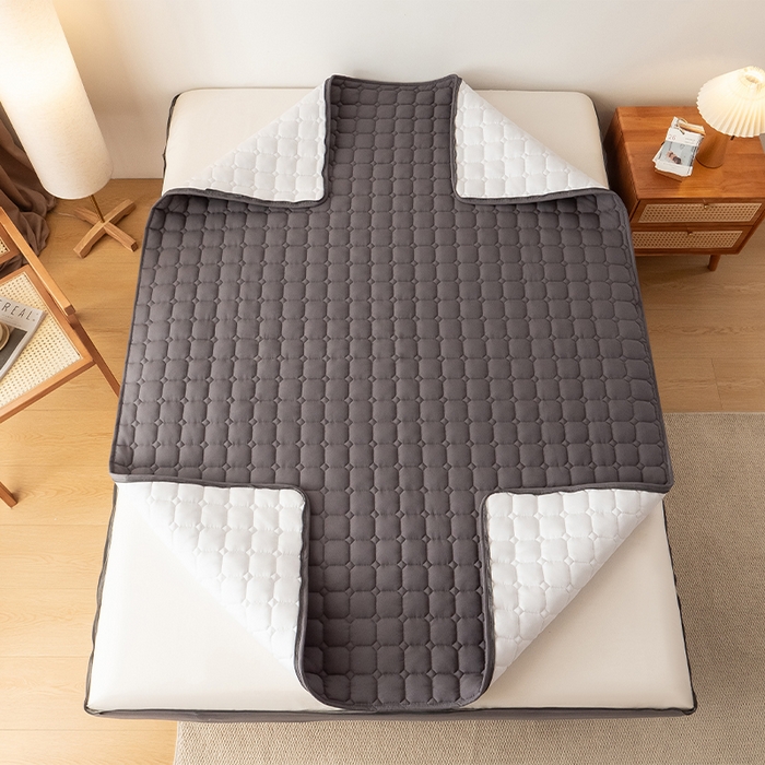 91家纺网 家纺一手货源 找家纺 叠派家纺 2025新款5A抗菌A类夹棉床笠经典款防水款系列 包边款-经典格星空灰