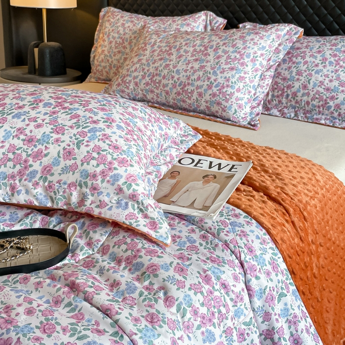 91家纺网 家纺一手货源 找家纺 宝士康家纺 2025新款10A抗菌双层纱豆豆绒夏被 紫苑