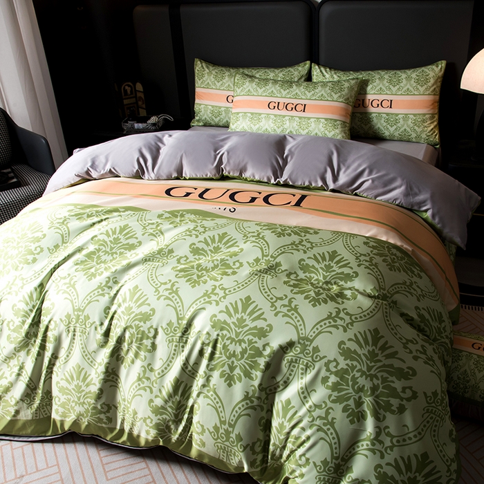 91家纺网 家纺一手货源 找家纺 爵仕家纺 2025新款轻奢潮牌水洗真丝四件套 格林绿