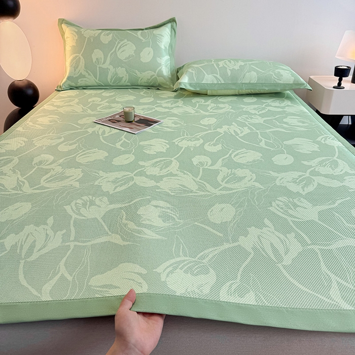 91家纺网 家纺一手货源 找家纺 格真2025新款简约印花冰藤席席子凉席 灵动