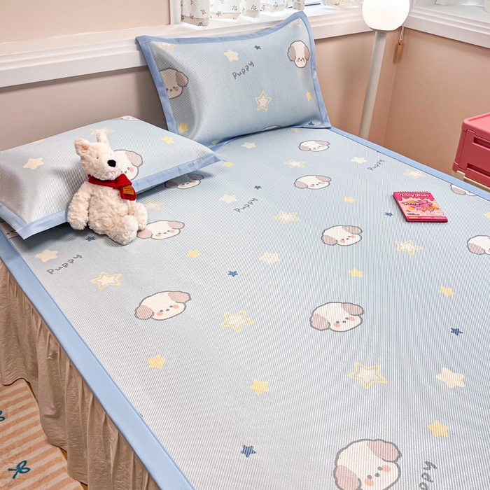 91家纺网 家纺一手货源 找家纺 慕尚家纺 2025新款数码印花床席床笠款冰藤席 床席款-酷奇