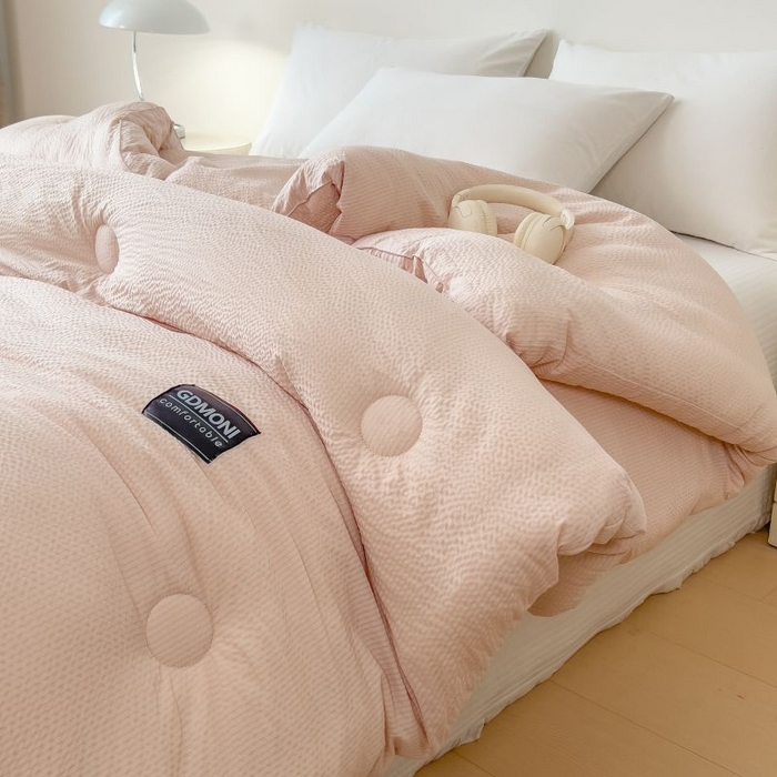 91家纺网 家纺一手货源 找家纺 宝士康家纺 2025新款加厚泡泡棉大豆冬被子被芯 拿铁慕斯