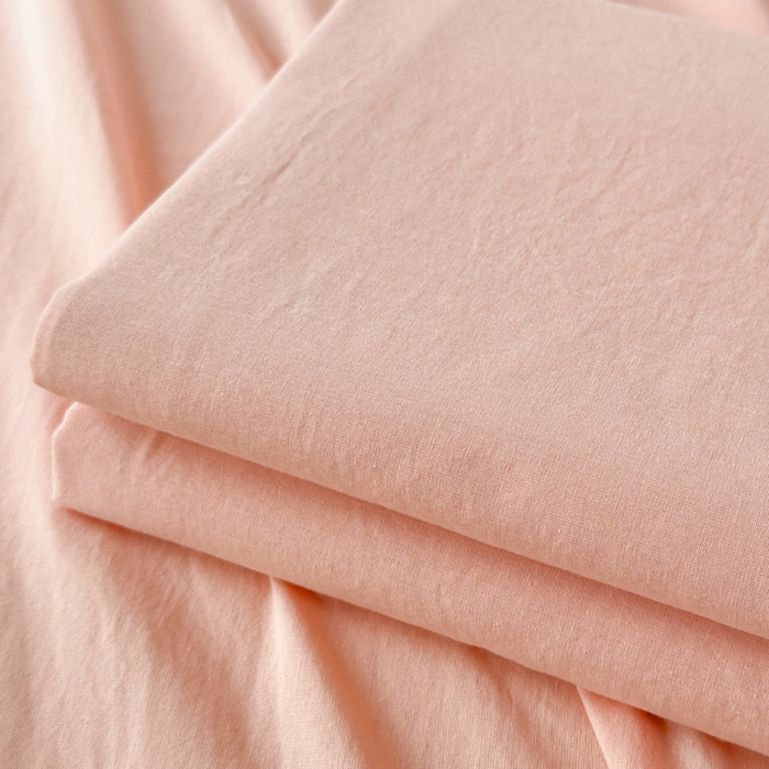 91家纺网 家纺一手货源 找家纺 2025新款全棉A类简约素色水洗棉纯棉单床笠 浅粉