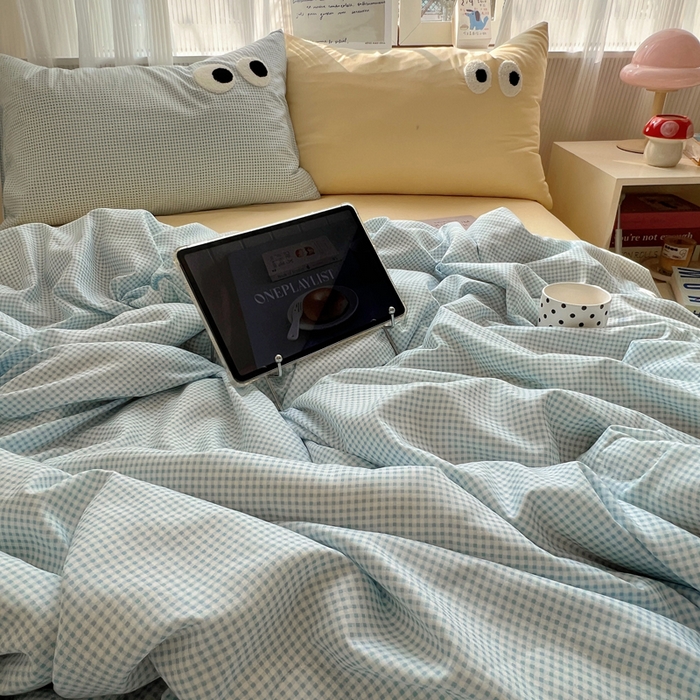 91家纺网 家纺一手货源 找家纺 慕尚家纺 2025新款大眼萌仔夏被 大眼萌 蓝格黄