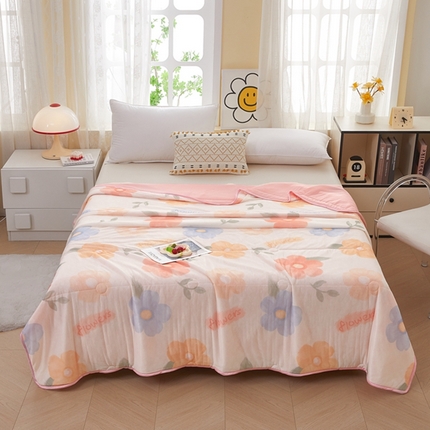 柏薇 2025新款冰激凌凉感丝印花夏凉被 风熏花暖
