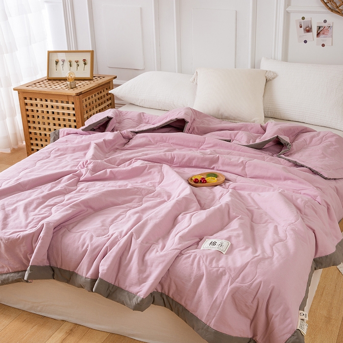 91家纺网 家纺一手货源 找家纺 天瑜 2024全棉夏被棉花芯纯色水洗棉夏凉被可水洗空调被 优雅紫