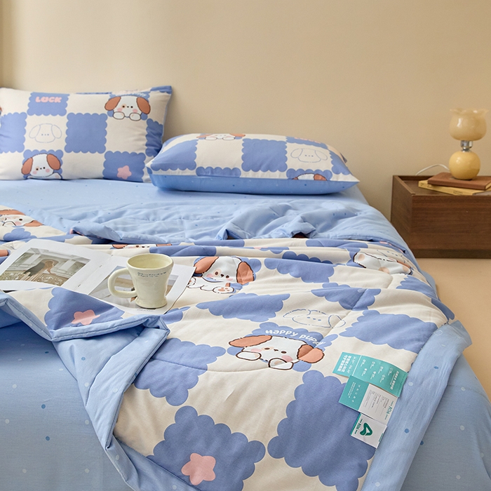 91家纺网 家纺一手货源 找家纺 宝士康家纺 2025新款10A抗菌全棉夏被 被子被芯 嗨皮狗