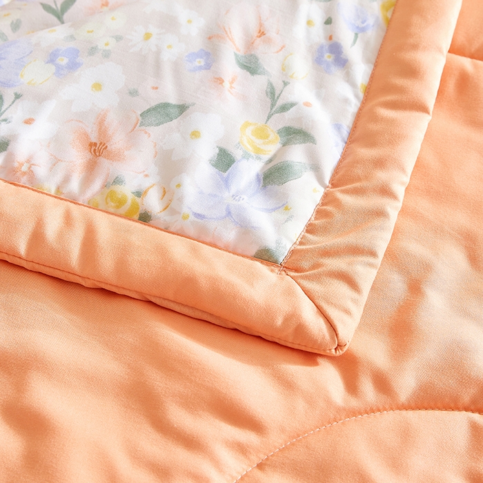 91家纺网 家纺一手货源 找家纺 海洋家纺 2025款水洗棉纯棉花夏凉被全棉花印花夏被空调被薄被子 沁香园桔