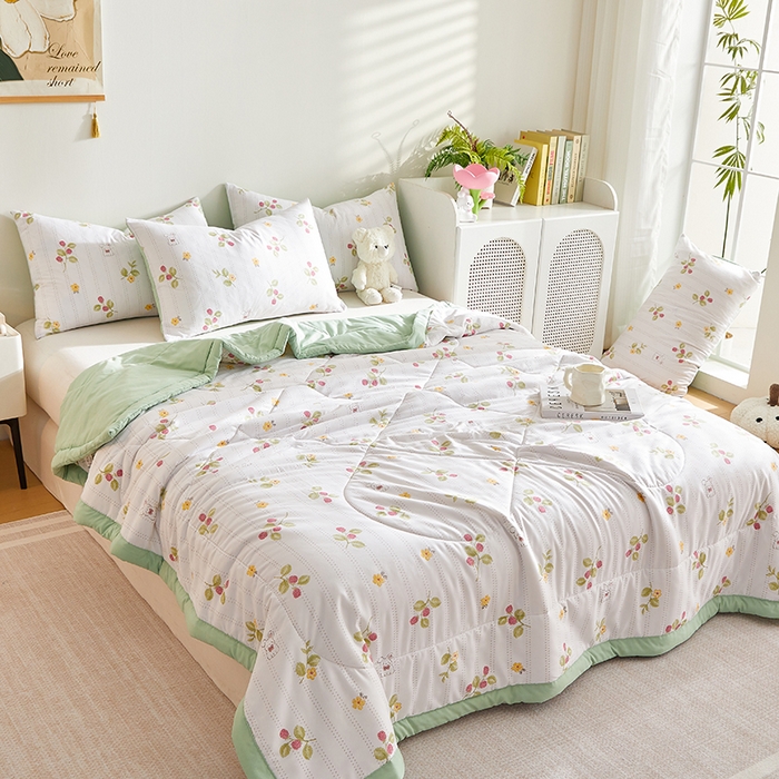 91家纺网 家纺一手货源 找家纺 海洋家纺 2025款水洗棉纯棉花夏凉被全棉花印花夏被空调被薄被子 盛夏果实