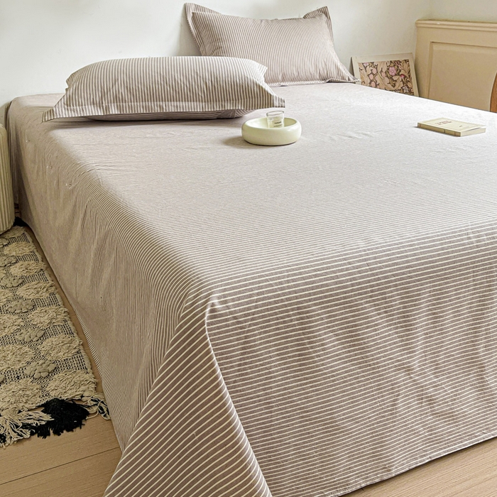 91家纺网 家纺一手货源 找家纺 久云居 2025新款亲肤舒适全棉色织防水床单 米艳条