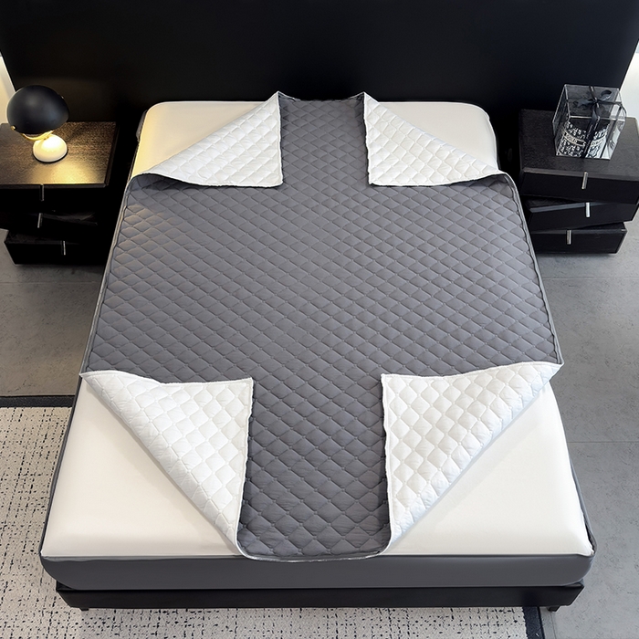 91家纺网 家纺一手货源 找家纺 叠派家纺 2025新款5A抗菌A类夹棉床笠经典款防水款系列 星空灰-小格子防水款