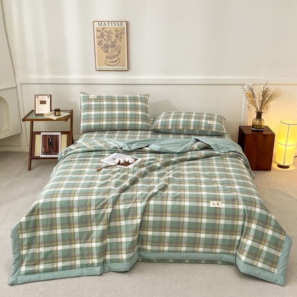 21度C 2025新款色织全棉夏被四件套 雅格绿