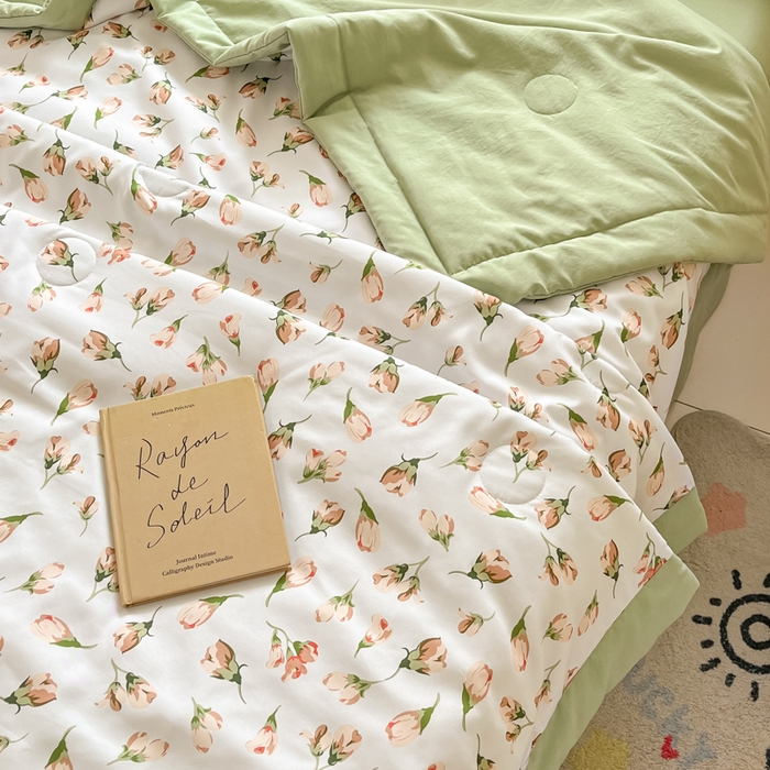 91家纺网 家纺一手货源 找家纺 宝士康家纺 2025新款水洗棉超声波压花夏被 被子被芯 花月