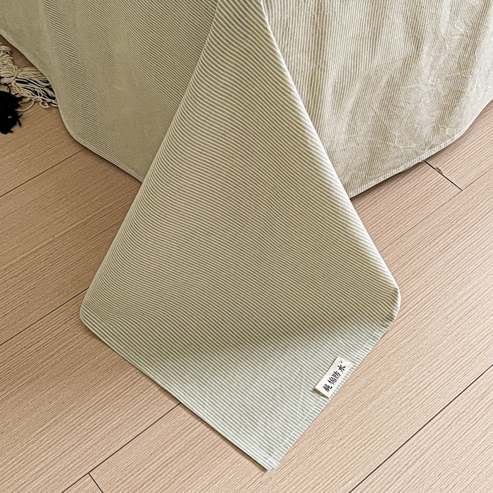 91家纺网 家纺一手货源 找家纺 久云居 2025新款亲肤舒适全棉色织防水床单 超细绿条