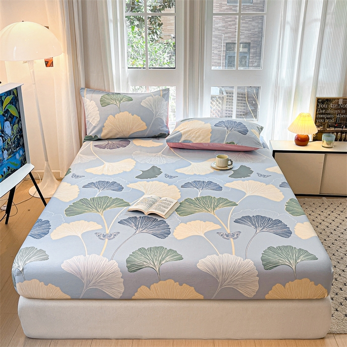 91家纺网 家纺一手货源 找家纺 宝士康家纺 2025新款10A抗菌全棉印花床笠 蝶舞幸运