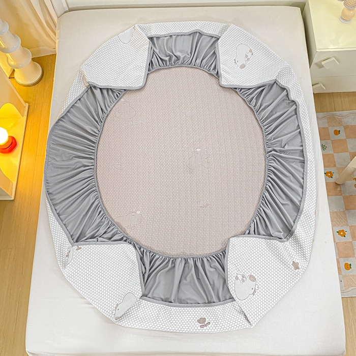 91家纺网 家纺一手货源 找家纺 春寻家纺 2025新款冰豆豆冰丝凉席-卡皮巴拉系列 床笠款-卡皮巴拉-咖