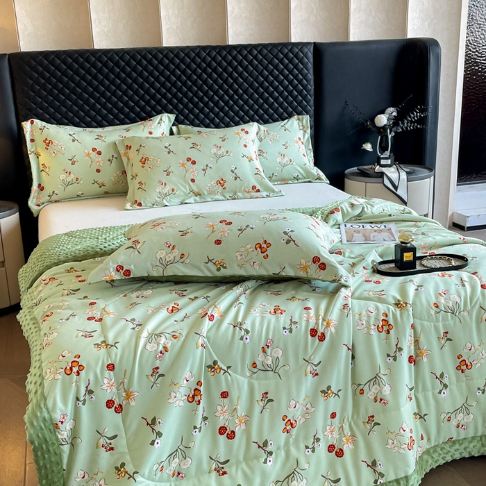 91家纺网 家纺一手货源 找家纺 宝士康家纺 2025新款10A抗菌双层纱豆豆绒夏被 雅韵