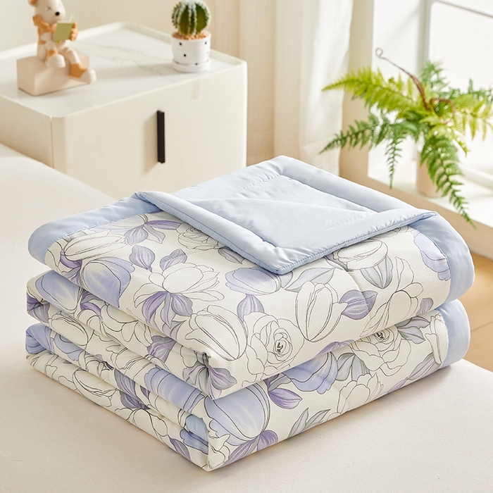 91家纺网 家纺一手货源 找家纺 海洋家纺 2025款水洗棉纯棉花夏凉被全棉花印花夏被空调被薄被子 淑清雅