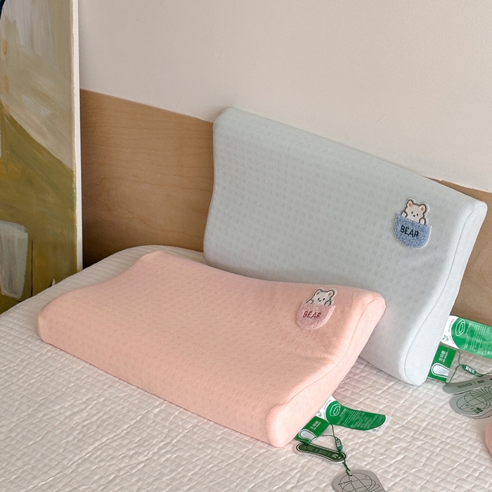 91家纺网 家纺一手货源 找家纺 伟邦枕芯 2025新款淘气熊生物机儿童枕头枕芯 粉色高枕25*45cm一只