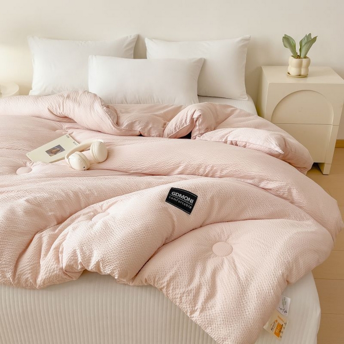 91家纺网 家纺一手货源 找家纺 宝士康家纺 2025新款加厚泡泡棉大豆冬被子被芯 拿铁慕斯