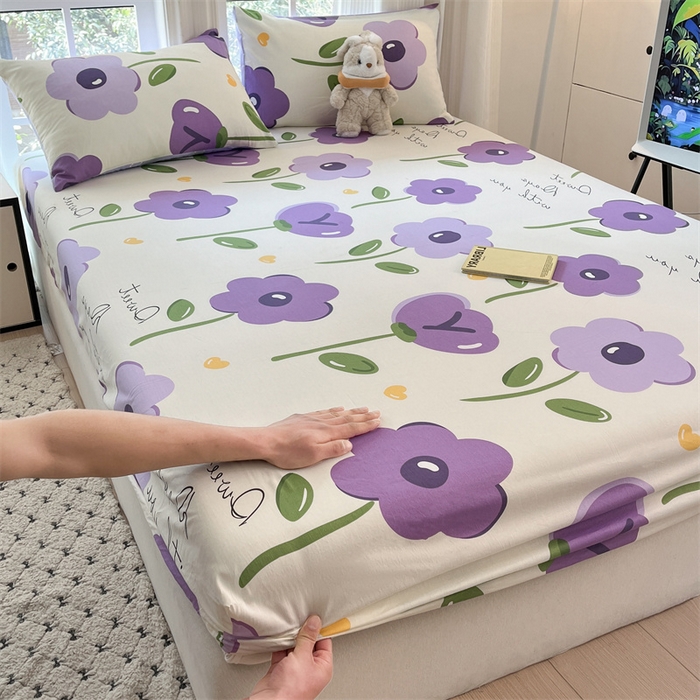 91家纺网 家纺一手货源 找家纺 宝士康家纺 2025新款10A抗菌全棉印花床笠 幽梦紫曦