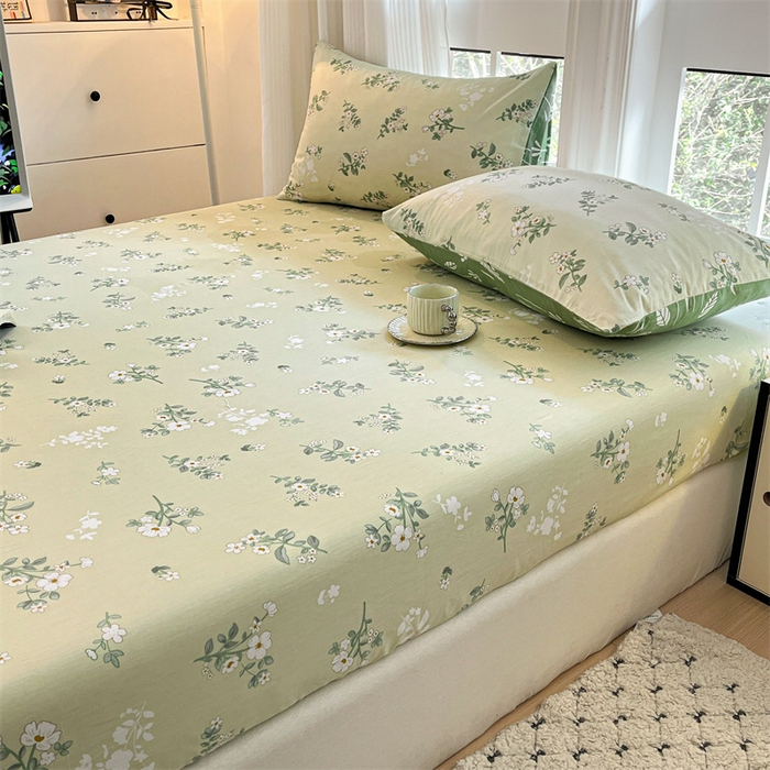 91家纺网 家纺一手货源 找家纺 宝士康家纺 2025新款10A抗菌全棉印花床笠 茶艺