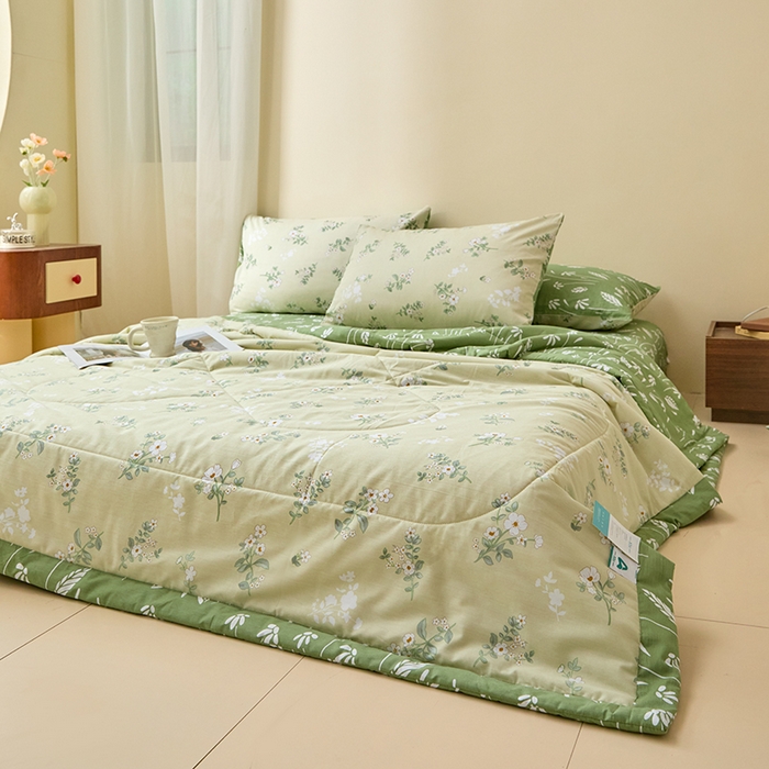 91家纺网 家纺一手货源 找家纺 宝士康家纺 2025新款10A抗菌全棉夏被四件套（床单款） 茶艺