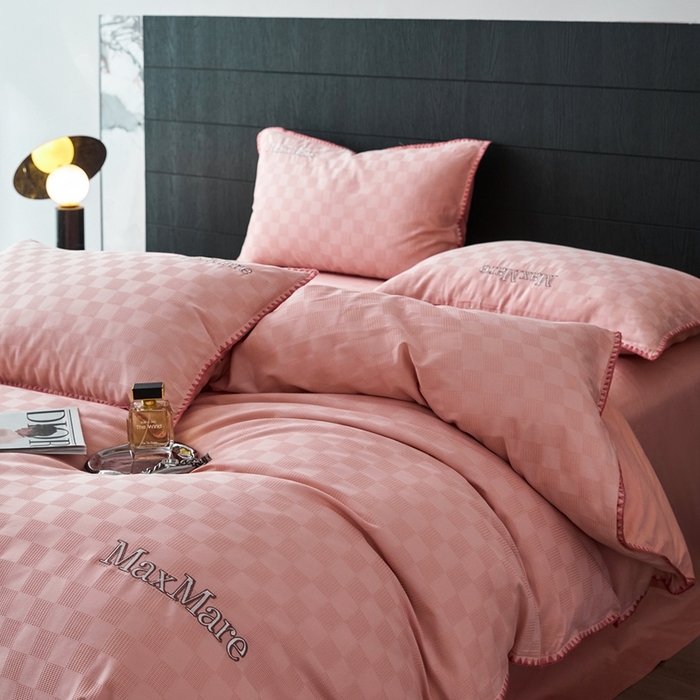 91家纺网 家纺一手货源 找家纺 苹果星家纺 2025新款全棉华夫格四件套 豆沙